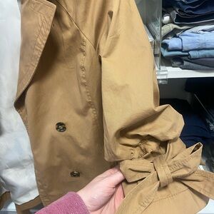 Tan Trench Coat with Bow Detail